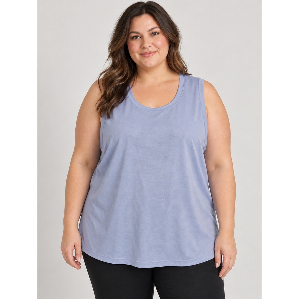 Marika Womens Periwinkle Blue Pleated Back Active Tank Top 1X MK009113
